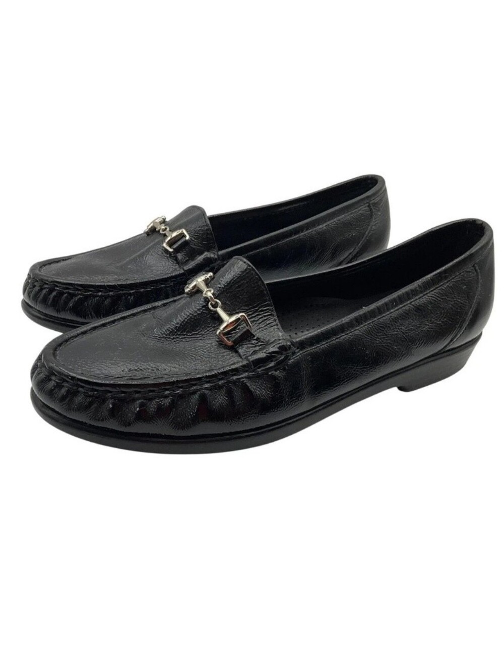 SAS Womens 9 M Metro Tripad Black Patent Leather Horsebit Loafer Shoes Made USA